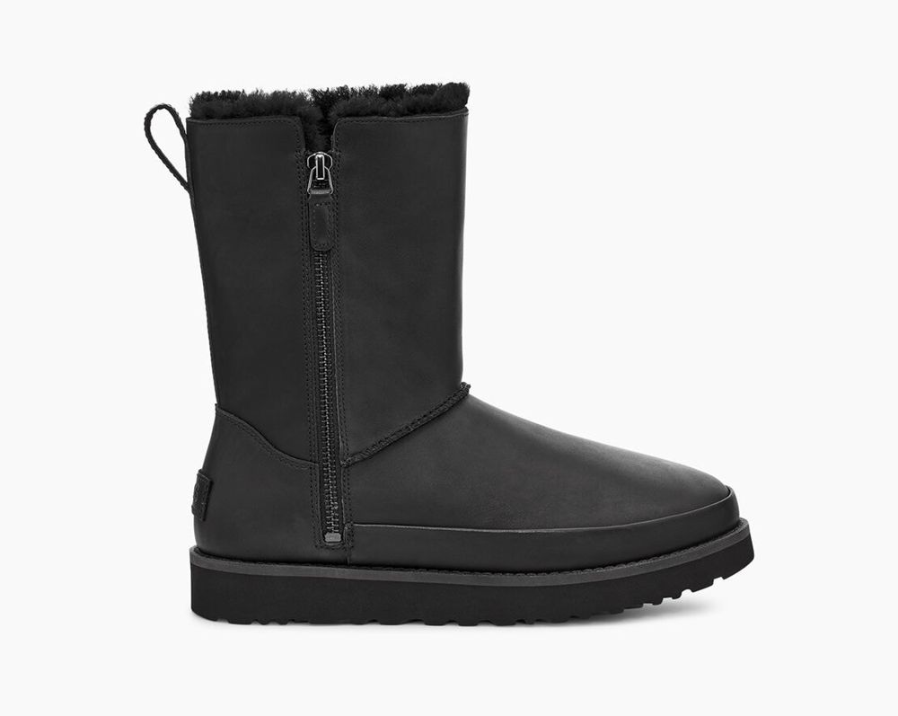 Ugg Short Boot Womens - Ugg Classic Zip Black - 793WBVYJM